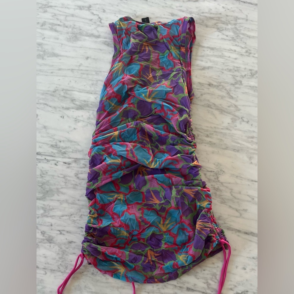 Beach Riot X Revolve Vera Swim Cover Up Dress Medium in Purple Floral - Picture 7 of 8